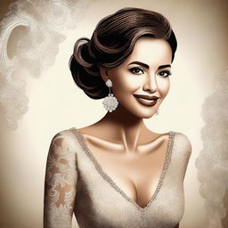 An elegant digital art image of a confident woman