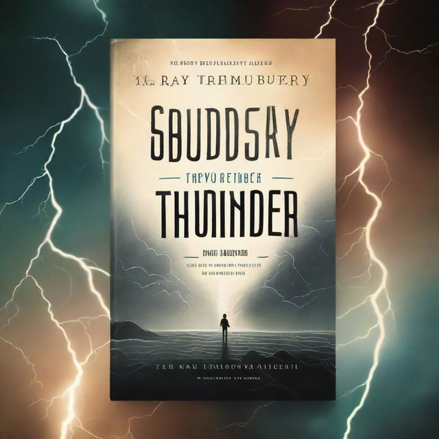 This is a high-quality digital art image of a book cover for the English version of the short story 'The Sound of Thunder' by Ray Bradbury