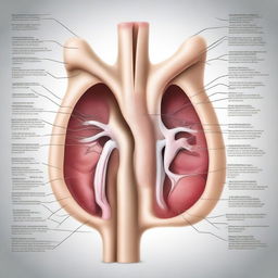 A highly detailed, medical illustration of the male reproductive system