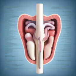 A highly detailed, medical illustration of the male reproductive system