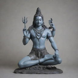 Lord Shiva, the Hindu deity, on a muted grey background, exuding an aura of calm and divinity.