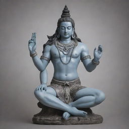 Lord Shiva, the Hindu deity, on a muted grey background, exuding an aura of calm and divinity.