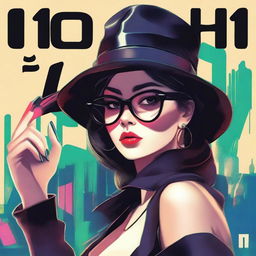 A high-quality digital art image displays a stylish girl wearing a hat and black glasses