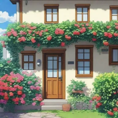 In the anime series, the main character's house is decorated with vibrant ivy geraniums, adding a touch of color to the setting.