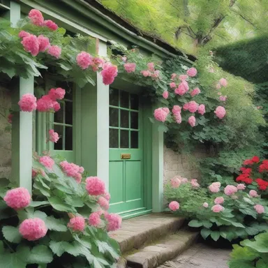 In the novel, the author describes the protagonist's garden as a tranquil oasis adorned with delicate ivy geraniums.