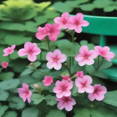 In the novel, the author describes the protagonist's garden as a tranquil oasis adorned with delicate ivy geraniums.