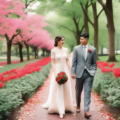 As they strolled through the park, he surprised her with a bouquet of beautiful ivy geraniums, symbolizing their blossoming love.
