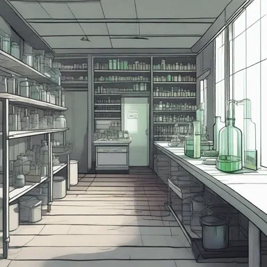 In the horror novel, the protagonist discovered an eerie laboratory filled with mysterious substances undergoing column chromatography.