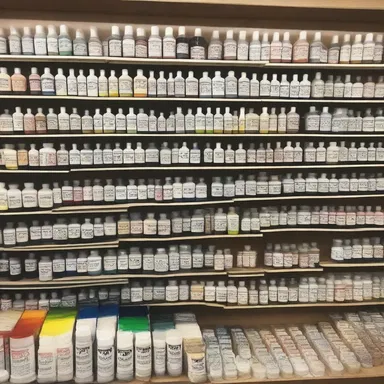 The art supply store offered a range of low-cost paints and brushes for aspiring artists.