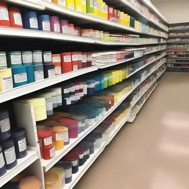 The art supply store offered a range of low-cost paints and brushes for aspiring artists.