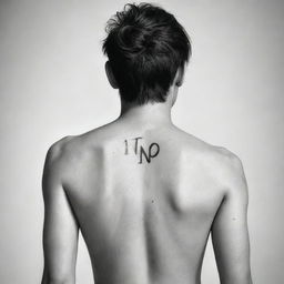 A realistic drawing of a human with the name 'Ino' stylishly designed on their back.