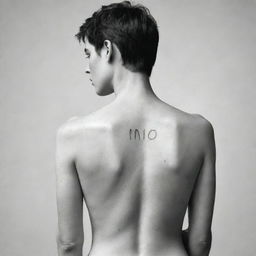 A realistic drawing of a human with the name 'Ino' stylishly designed on their back.