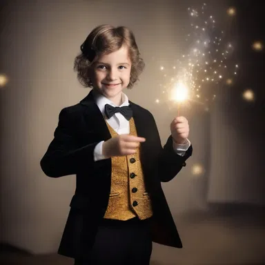 As the young magician waved his wand, a dazzling sparling light illuminated the room.