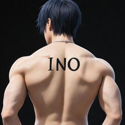 Cool anime-style male character with the name 'Ino' written on his back.