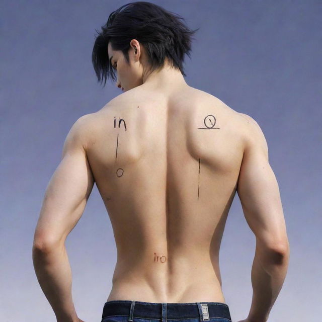 Cool anime-style male character with the name 'Ino' written on his back.