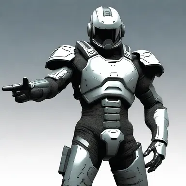 In the futuristic world of advanced technology, soldiers wore high-tech vambraces to shield their forearms during battle.