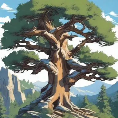 In the fantastical world of anime, the whitebark pine is depicted as a mystical tree found only in enchanted forests, imbued with magical powers that heal and rejuvenate the spirits of the characters.