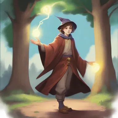 The young wizard finished his magical training and was finally able to use a teleportation spell to head home to his humble village.
