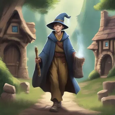 The young wizard finished his magical training and was finally able to use a teleportation spell to head home to his humble village.