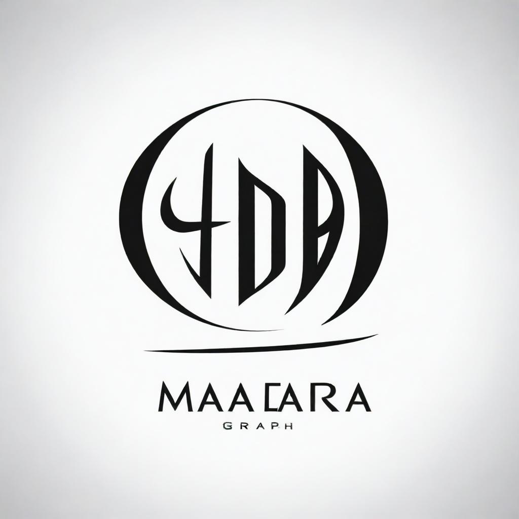 A professional logo with the name 'MADARA GRAPH'. The logo should have white background and black text, encompassing an anime-style design.