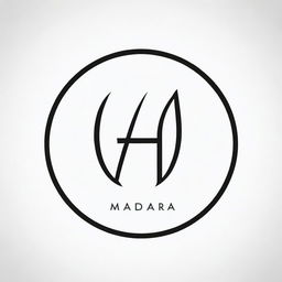 A professional logo with the name 'MADARA GRAPH'. The logo should have white background and black text, encompassing an anime-style design.