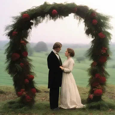 The set of the period film was wreathe in beautiful wreaths to recreate an authentic atmosphere.
