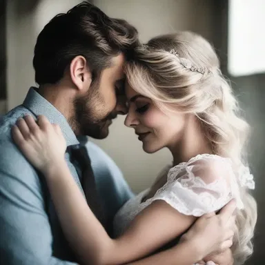 She wreathe her arms around him, embracing him tightly and cherishing the moment.