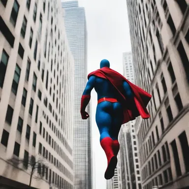 The superhero wreathe through the city, effortlessly maneuvering through the tall buildings.