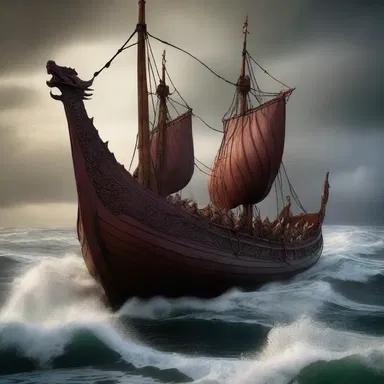 As the Viking ships sailed, the dragon heads on their bows wreathe through the rough waves, carrying fearsome warriors to distant lands.