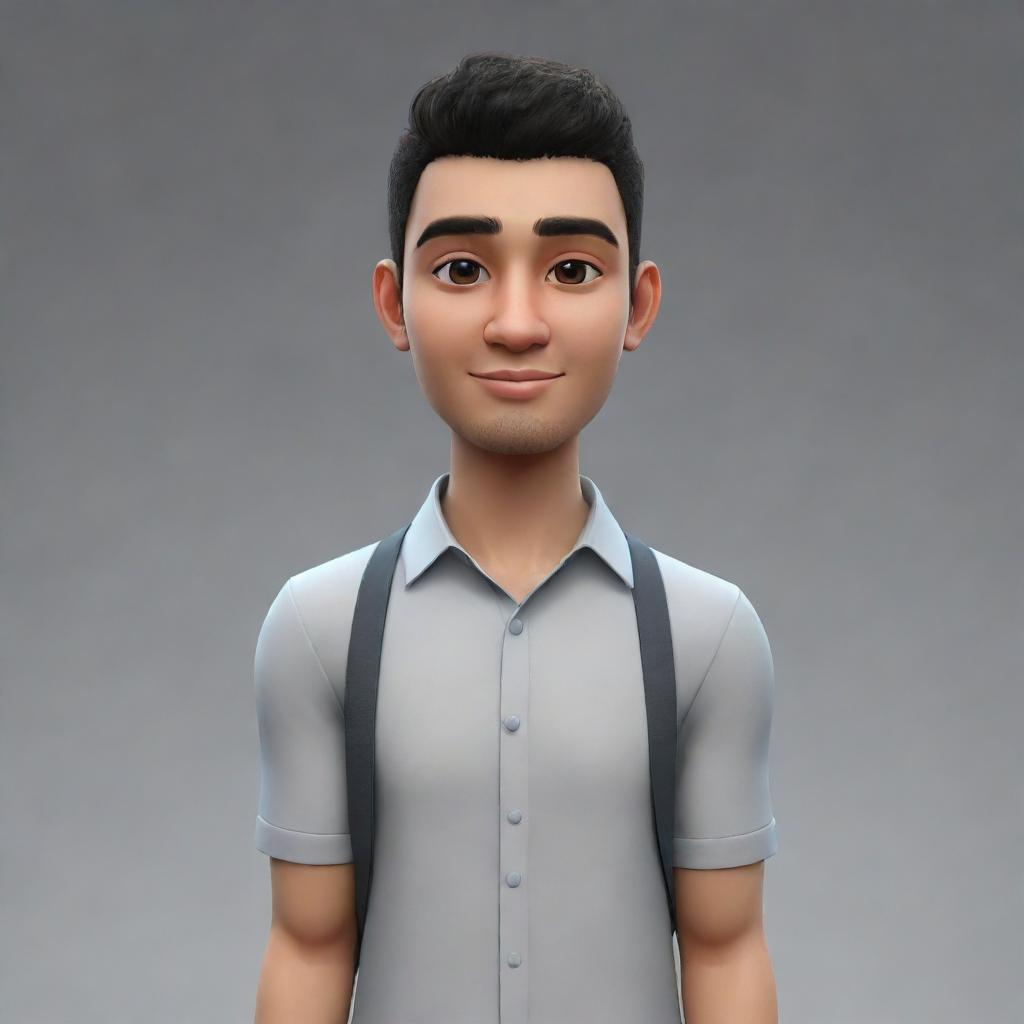 Create a unique avatar, representing an individual with neutral features, engaging facial expression and casual clothing in a cool and sleek style.