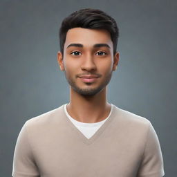 Create a unique avatar, representing an individual with neutral features, engaging facial expression and casual clothing in a cool and sleek style.