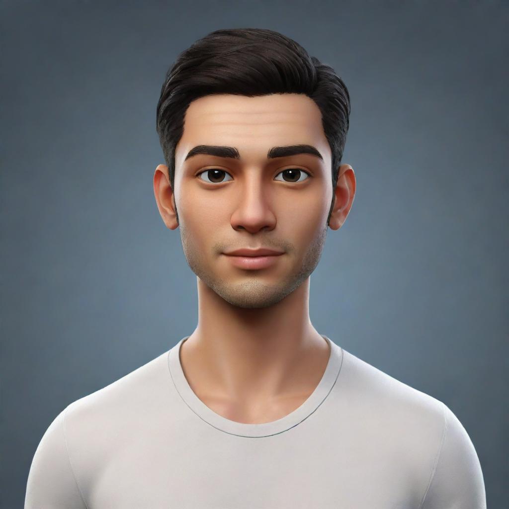 Create a unique avatar, representing an individual with neutral features, engaging facial expression and casual clothing in a cool and sleek style.