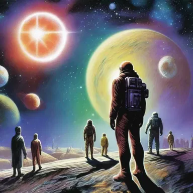 In the science fiction novel, the characters travel through space and time to explore new worlds.