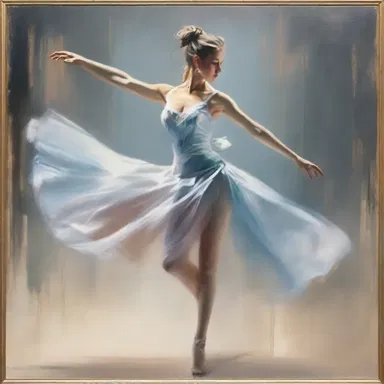 The painting depicted a dancer captured in mid-motion, frozen in an elegant cam stroke.
