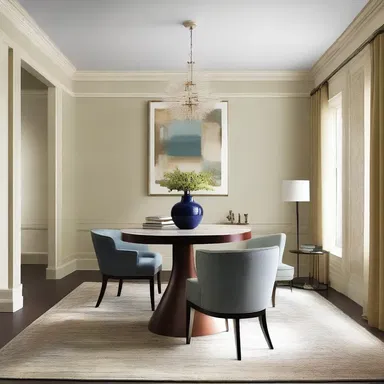 The designer used an intermediate color palette to create a harmonious and balanced interior space.