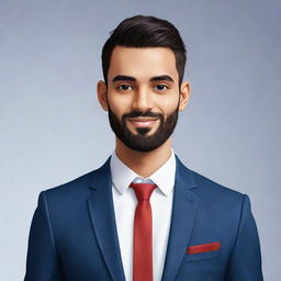 A custom avatar, mirroring an individual with distinct features, pleasant facial expression and trendy attire, specially crafted in a modern and stylish aesthetic.