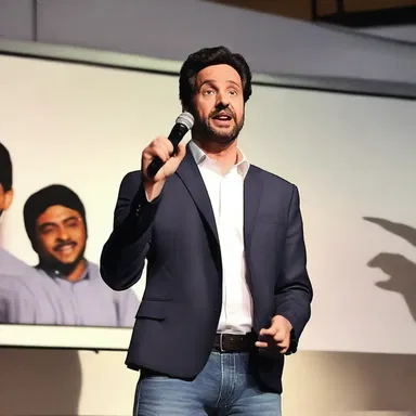 The comedian interacted with the audience, encouraging enquirers to shout out punchlines.