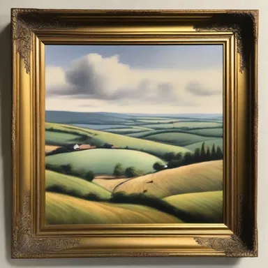 The landscape painting captured the beauty of the lowland countryside with its rolling hills.