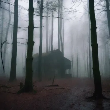 The horror movie took place in a creepy lowland surrounded by dense forests.