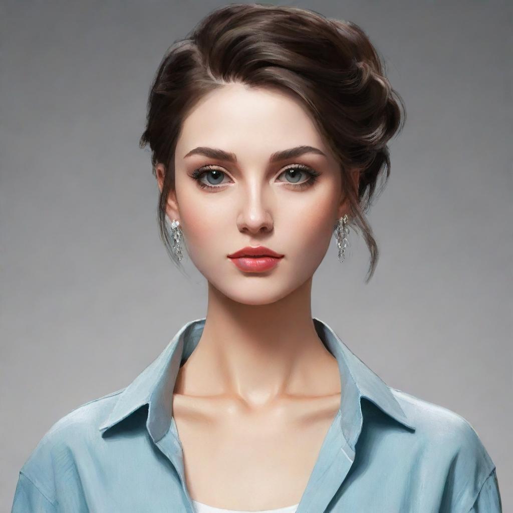 Generate a personal avatar exhibiting distinctive features, expressive face, and fashionable attire, designed in an alluring and contemporary art style.