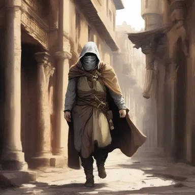 The protagonist, draped in a burnoose, ventured through the ancient city in search of hidden treasures.