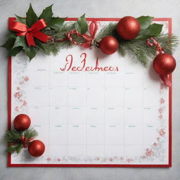 A vivid and festive calendar page turned to December 18, glistening with snowflakes and holiday decorations like baubles, candy canes, and mistletoe.