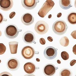 Aesthetically pleasing, watercolor-style depictions of different kinds of coffee individually portrayed against a white background.