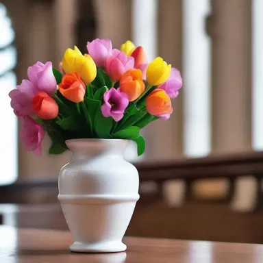 The priest noticed that the flaccid flowers in the church's vase needed to be replaced.