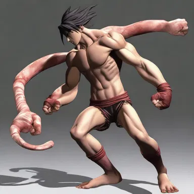 The protagonist's flaccid limbs prevented him from performing powerful attacks during the fight.
