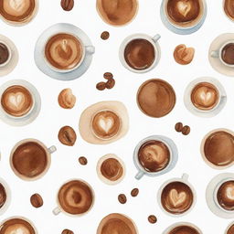 Aesthetically pleasing, watercolor-style depictions of different kinds of coffee individually portrayed against a white background.