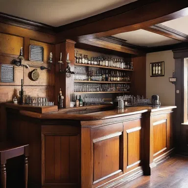 The rustic pub had a beautiful wooden bar, handcrafted by a local carpenter, with brass taps that were expertly operated by the tapper.
