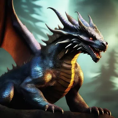 The ancient dragon emerged from its lair, its scales clanking against each other, creating a terrifying sound in the fantasy world.