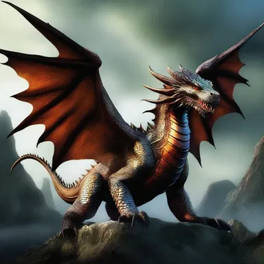 The ancient dragon emerged from its lair, its scales clanking against each other, creating a terrifying sound in the fantasy world.