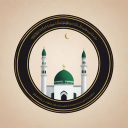 Design a logo for a pilgrimage agency called 'Berkah Cahaya Madinah'. Feature icons of the Ka'bah and Masjid Nabawi as central elements in a tasteful and respectful manner.